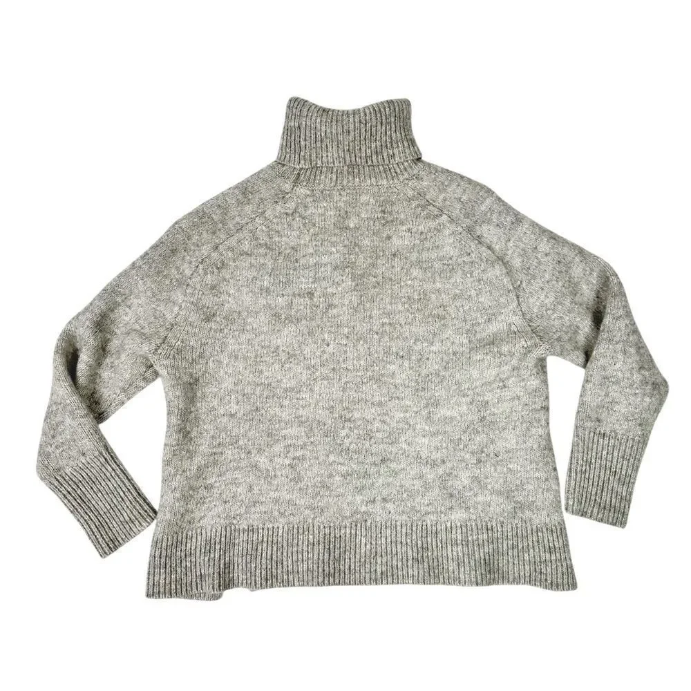 J.Crew Mock Neck  Wool Sweater Alpaca Blend Gray Small Women Turtle Neck